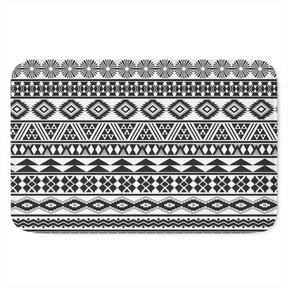 White And Grey Aztec Pattern Print Indoor Door Mat