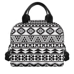 White And Grey Aztec Pattern Print Insulated Lunch Bag