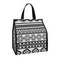 White And Grey Aztec Pattern Print Insulated Lunch Tote