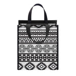White And Grey Aztec Pattern Print Insulated Lunch Tote