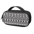 White And Grey Aztec Pattern Print Portable Cooler Travel Case