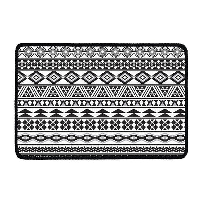 White And Grey Aztec Pattern Print Kitchen Mat