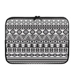 White And Grey Aztec Pattern Print Laptop Sleeve