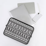 White And Grey Aztec Pattern Print Laptop Sleeve