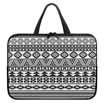 White And Grey Aztec Pattern Print Laptop Sleeve With Handle