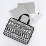 White And Grey Aztec Pattern Print Laptop Sleeve With Handle