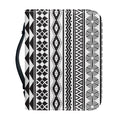 White And Grey Aztec Pattern Print Leather Bible Cover