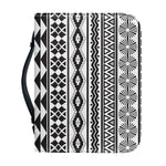 White And Grey Aztec Pattern Print Leather Bible Cover