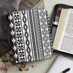 White And Grey Aztec Pattern Print Leather Bible Cover