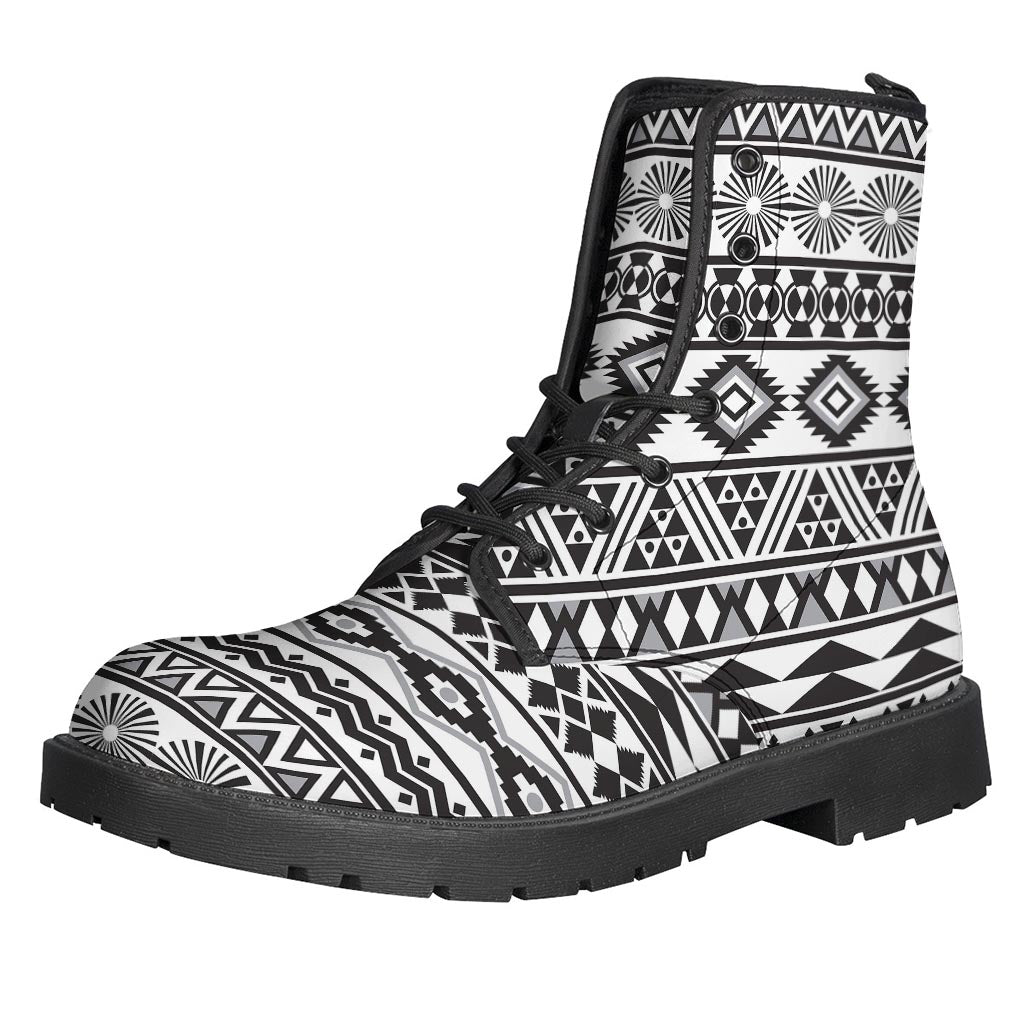 White And Grey Aztec Pattern Print Backpack