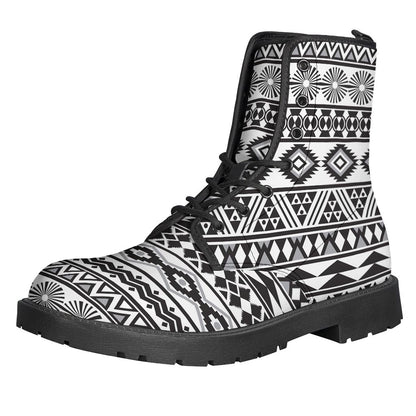 White And Grey Aztec Pattern Print Backpack
