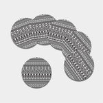 White And Grey Aztec Pattern Print Leather Coaster Set