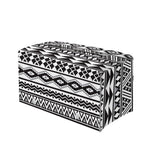 White And Grey Aztec Pattern Print Leather Tissue Box Cover