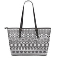 White And Grey Aztec Pattern Print Leather Tote Bag With Zipper