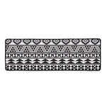White And Grey Aztec Pattern Print Long Kitchen Mat
