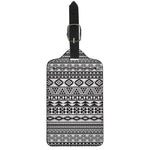 White And Grey Aztec Pattern Print Luggage Tag