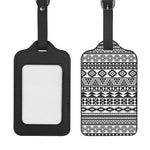White And Grey Aztec Pattern Print Luggage Tag