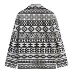White And Grey Aztec Pattern Print Men's Blazer