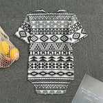 White And Grey Aztec Pattern Print Men's Bodysuit