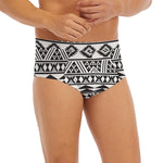 White And Grey Aztec Pattern Print Men's Briefs