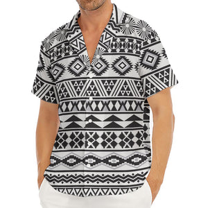 White And Grey Aztec Pattern Print Men's Deep V-Neck Shirt