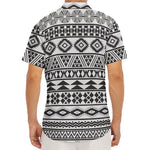 White And Grey Aztec Pattern Print Men's Deep V-Neck Shirt