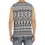 White And Grey Aztec Pattern Print Men's Fitness Tank Top