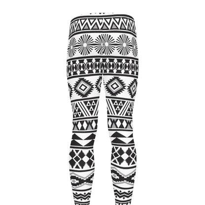 White And Grey Aztec Pattern Print Men's leggings