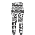 White And Grey Aztec Pattern Print Men's leggings