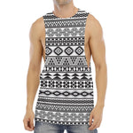 White And Grey Aztec Pattern Print Men's Muscle Tank Top