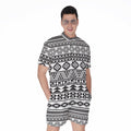 White And Grey Aztec Pattern Print Men's Romper