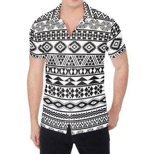 White And Grey Aztec Pattern Print Men's Shirt