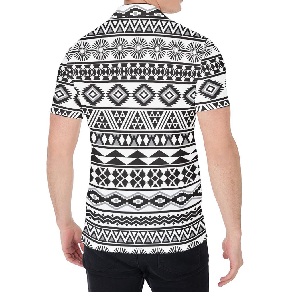 White And Grey Aztec Pattern Print Men's Shirt