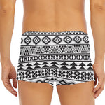 White And Grey Aztec Pattern Print Men's Short Boxer Briefs