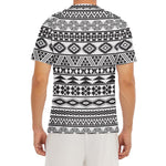 White And Grey Aztec Pattern Print Men's Short Sleeve Rash Guard