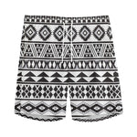 White And Grey Aztec Pattern Print Men's Sports Shorts