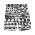 White And Grey Aztec Pattern Print Men's Sports Shorts