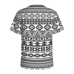 White And Grey Aztec Pattern Print Men's Sports T-Shirt