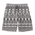 White And Grey Aztec Pattern Print Men's Swim Trunks