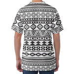 White And Grey Aztec Pattern Print Men's Velvet T-Shirt