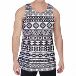 White And Grey Aztec Pattern Print Men's Velvet Tank Top