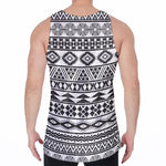 White And Grey Aztec Pattern Print Men's Velvet Tank Top