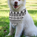 White And Grey Aztec Pattern Print Over The Collar Dog Bandana