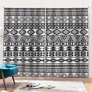 White And Grey Aztec Pattern Print Pencil Pleat Curtains