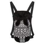 White And Grey Aztec Pattern Print Pet Carrier Backpack