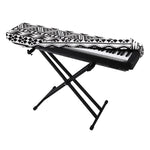 White And Grey Aztec Pattern Print Piano Keyboard Cover
