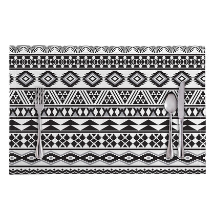 White And Grey Aztec Pattern Print Placemat