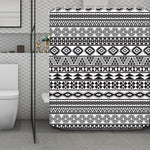 White And Grey Aztec Pattern Print Polyester Shower Curtain