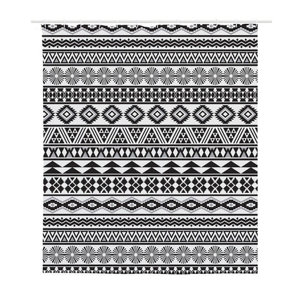 White And Grey Aztec Pattern Print Polyester Shower Curtain