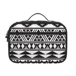 White And Grey Aztec Pattern Print Portable Lunch Bag